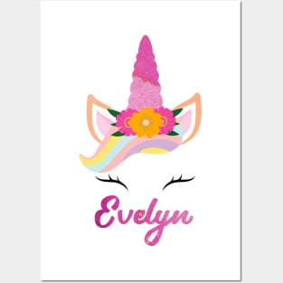 Name evelyn unicorn lover Posters and Art